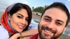 دوچرخه سواری پردلهره بابک جهانبخش و همسرش روی طناب
