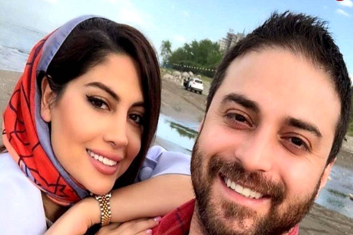 دوچرخه سواری پردلهره بابک جهانبخش و همسرش روی طناب
